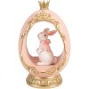 Dekoracja w kształcie jaja z królikiem – biało-złota, 13x10x20 cm