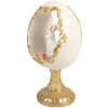 Dekoracja w kształcie jaja z motywem królika – biało-złota, 12x11x22 cm