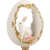 Dekoracja w kształcie jaja z motywem królika – biało-złota, 12x11x22 cm