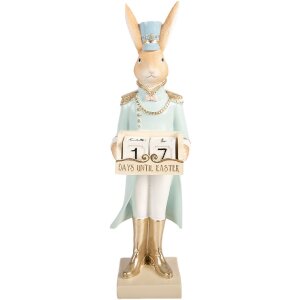 Dekoracja wisząca w kształcie królika – beżowo-niebieski, 9x10x32 cm