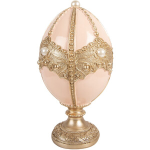 Dekoracja wisząca w kształcie jaja Ø 15x27 cm, róż z akcentem złota – Clayre & Eef