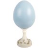 Dekoracja w kształcie jaja z królikiem – biało-niebieska, 13x12x28 cm, Clayre & Eef
