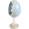 Dekoracja w kształcie jaja z królikiem – biało-niebieska, 13x12x28 cm, Clayre & Eef