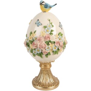 Dekoracja w kształcie jaja z ptakiem biało-złoty Ø...