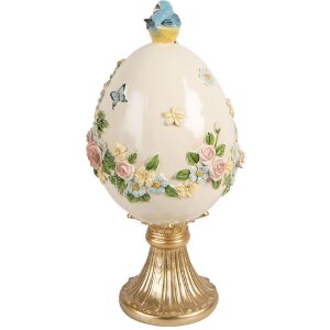 Dekoracja w kształcie jaja z ptakiem biało-złoty Ø...