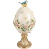 Dekoracja w kształcie jaja z ptakiem biało-złoty Ø 16x33 cm