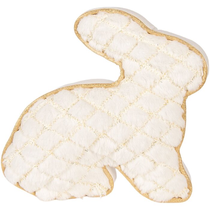 Poduszka do zatrzymania drzwi w kształcie kaczki Clayre & Eef, biała z złotymi akcentami 29x10x27 cm