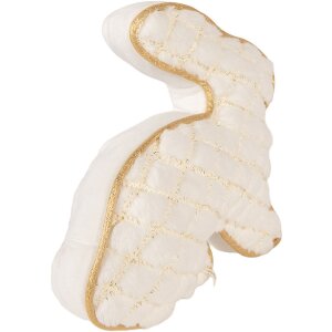 Poduszka do zatrzymania drzwi w kształcie kaczki Clayre & Eef, biała z złotymi akcentami 29x10x27 cm