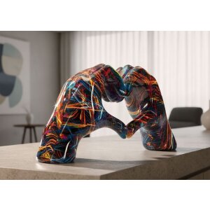 Skulptura LOVER PSYCO Mauro Ferretti – dwie dłonie w sercu, 25x7,5x13,5 cm