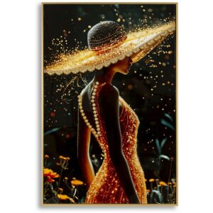 Obraz na płótnie Mauro Ferretti ILLUMY z ramą 62x3,5x92 cm – elegancka kobieta w złotym świetle