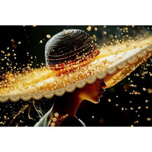 Obraz na płótnie Mauro Ferretti ILLUMY z ramą 62x3,5x92 cm – elegancka kobieta w złotym świetle