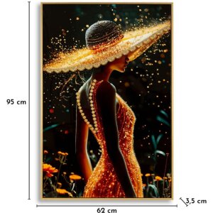 Obraz na płótnie Mauro Ferretti ILLUMY z ramą 62x3,5x92 cm – elegancka kobieta w złotym świetle