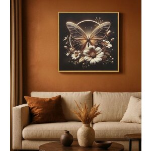 Obraz na ścianę "Motyl" z LED – płótno z ramą 50x50 cm, Mauro Ferretti