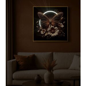 Obraz na ścianę "Motyl" z LED – płótno z ramą 50x50 cm, Mauro Ferretti