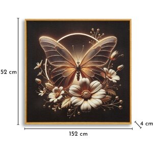 Obraz na ścianę "Motyl" z LED – płótno z ramą 50x50 cm, Mauro Ferretti