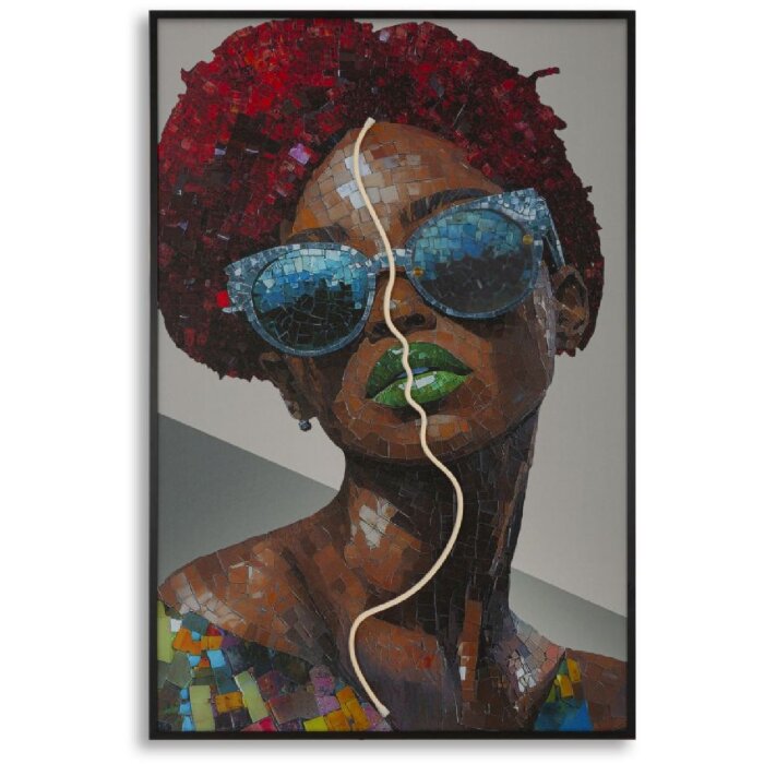 Obraz ścienne "Afro" Mauro Ferretti z LED – 3D aplikacja, 60x90 cm