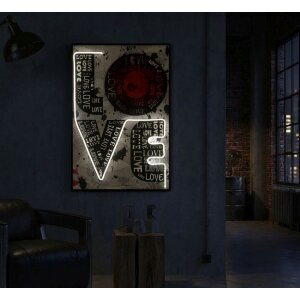 LED-ramka ścienna „Love” 60x90 cm – z 3D szkłem akrylowym od Mauro Ferretti