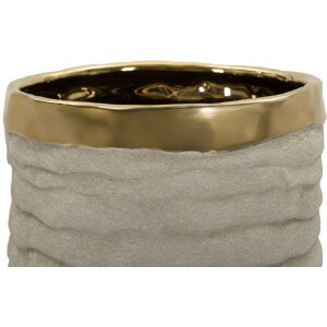 Wazon Mauro Ferretti "Lima Open" – szary z błyszczącym złotym wnętrzem, Ø15,5x40 cm