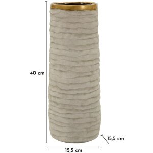 Wazon Mauro Ferretti "Lima Open" – szary z błyszczącym złotym wnętrzem, Ø15,5x40 cm
