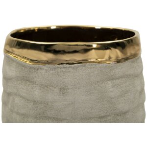 Waza Mauro Ferretti "Lima Open" – szara ceramika z połyskującym wnętrzem złotym