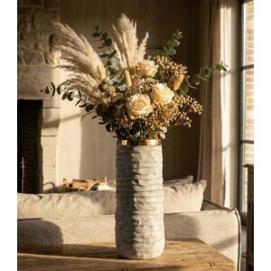 Waza Mauro Ferretti "Lima Open" – szara ceramika z połyskującym wnętrzem złotym