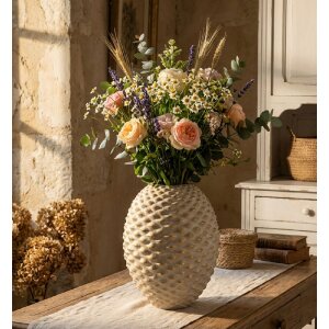 Vaza Mauro Ferretti "Pepipas Ball" – szara z złotymi akcentami, ceramika, Ø29,5x36 cm