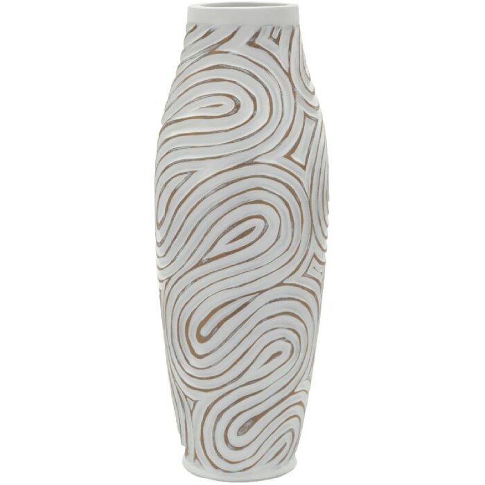 Vaza Mauro Ferretti "Oblix" – biała z kroplą, Ø18,5x50 cm, nowoczesny design