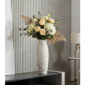 Vaza Mauro Ferretti "Oblix" – biała z kroplą, Ø18,5x50 cm, nowoczesny design