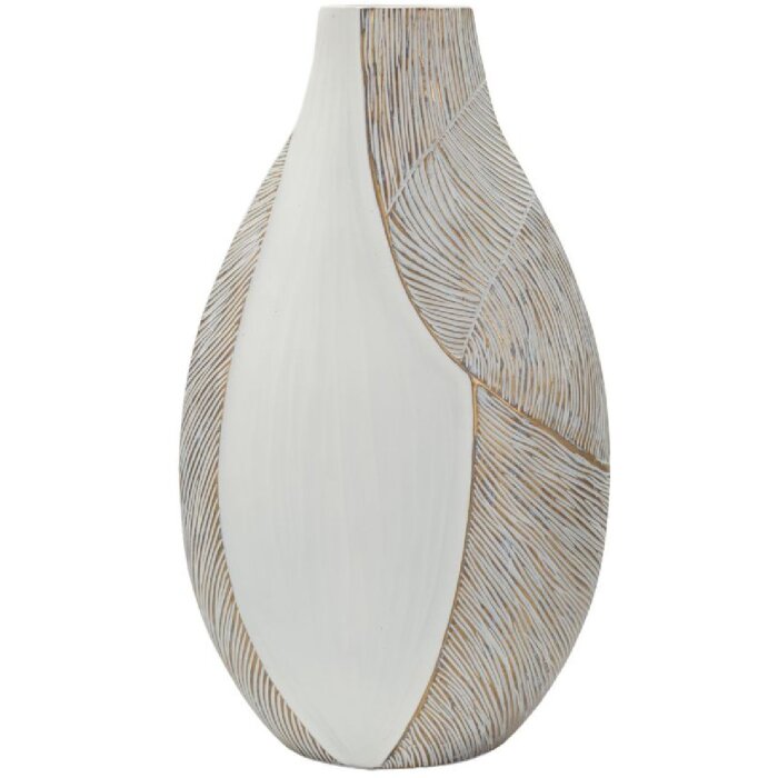 Wazon Mauro Ferretti "Ho Chi Minh" – biało-płonne, rzeźbiarskie ukształtowanie, polyresyna, 50 cm