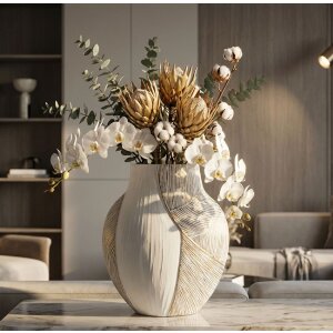 Vaza „Ho Chi Minh” Mauro Ferretti – biała, lakierowana, rzeźbiarska dekoracja ścienna 35x13,5x37,5 cm