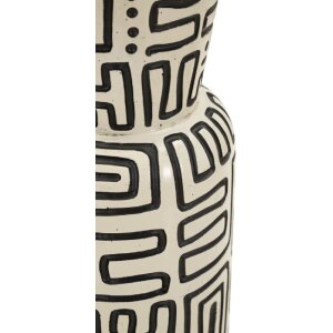 Wazon Mauro Ferretti „Nairobi” – biało-czarny, Ø15,5x65 cm, z wzorami etnicznymi