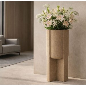 Stojak na donice zewnętrzny "Moai" Ø39x80,5 cm, brąz – Mauro Ferretti