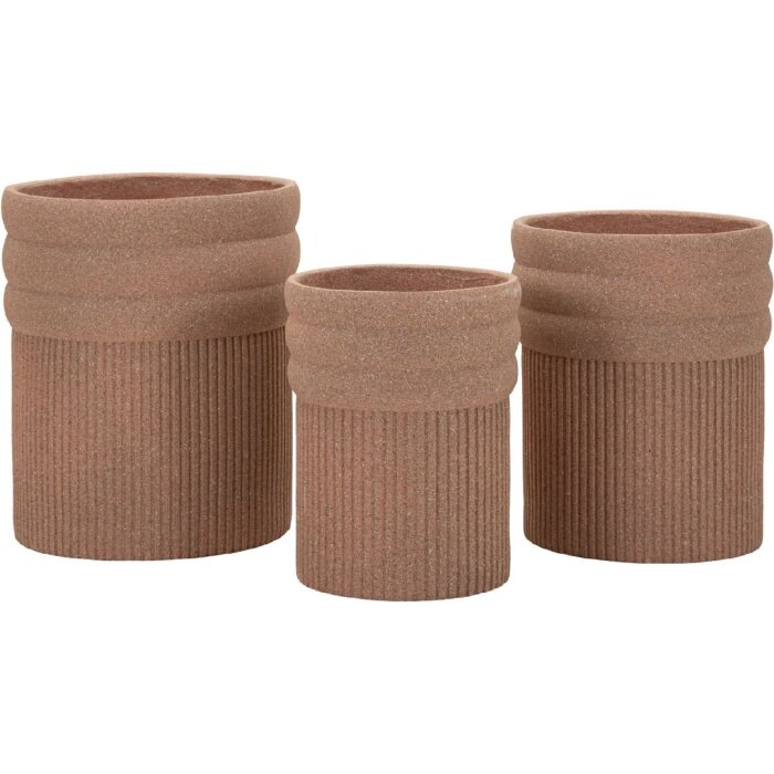 Zestaw 3 wazonów COLOMBIA czerwonych – półokrągłe, na zewnątrz, poliresyna