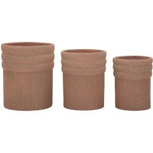 Zestaw 3 wazonów COLOMBIA czerwonych – półokrągłe, na zewnątrz, poliresyna