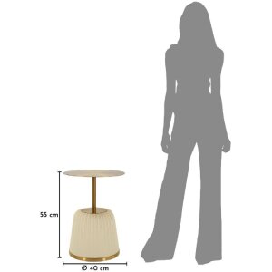 Mauro Ferretti Beistelltisch Egle Weiß Gold Ø40x55 cm Metall PU
