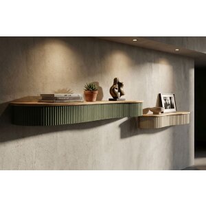 Regał ścienne Frankfurt – zestaw 2 sztuk, drewno i metal, nowoczesny styl