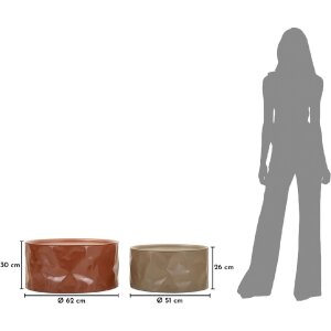 Mauro Ferretti Couchtisch Set Norimberga 2 teilig Metall Rot Weiß