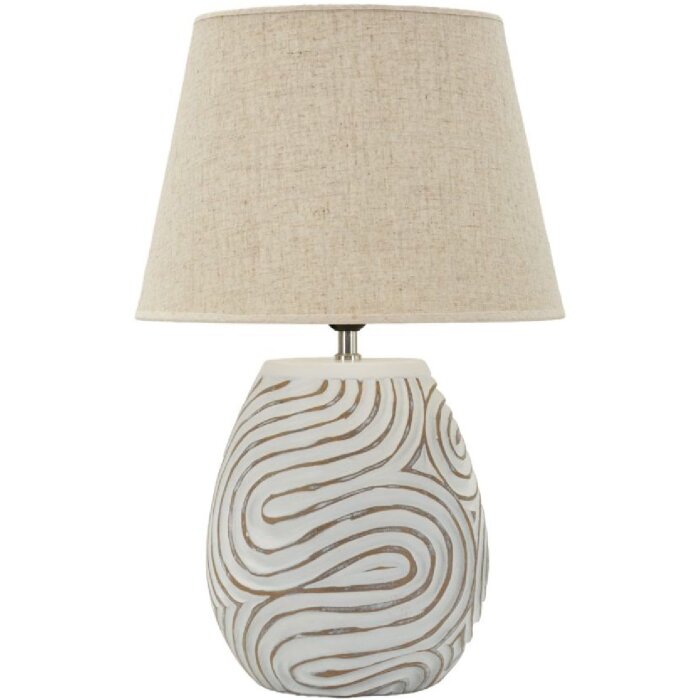 Lampa stolowa Mauro Ferretti Oblix Ø35x55 cm – nowoczesna, dekoracyjna z polyresyny i szarą abażurą