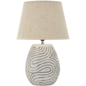 Lampa stolowa Mauro Ferretti Oblix Ø35x55 cm – nowoczesna, dekoracyjna z polyresyny i szarą abażurą