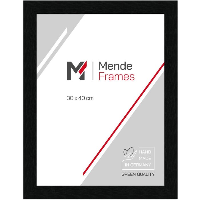 MendeFrames Holzrahmen H970 schwarz gemasert 50x65 cm Antireflexglas