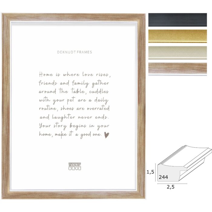 Ramka na zdjęcia Deknudt S244 – z polistyrolu, drewno, szkło kryształowe