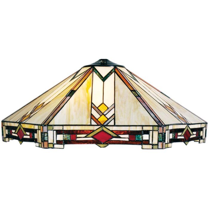 LumiLamp LL-5423 Klosz Tiffany Ø 58x23 cm Trójkąt szklany beżowo-czerwony