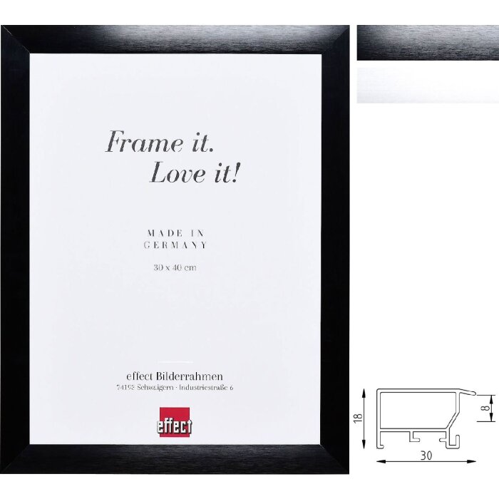 Ramka ochronna Effect A1 Profil S3 – aluminiowa, niepalna, do dużych formatów, czarna/srebrna