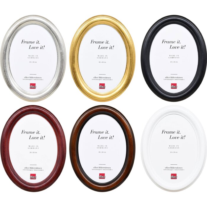 Ramka na zdjęcia owalna z drewna naturalnego, profil HB, różne kolory