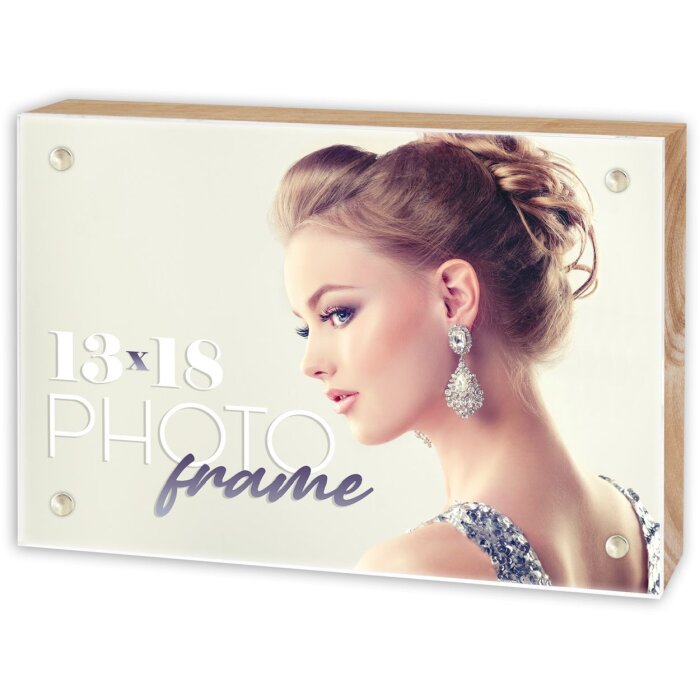 Ramka na zdjęcia z szkłem akrylowym Clark natur – z zamknięciem magnetycznym, 3 rozmiary