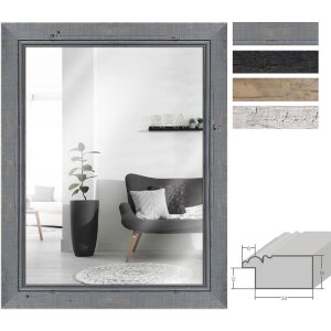 Lustrzany zegar H660 w stylu shabby-chic – patynowane drewno, 4 kolory, 20x20–70x100 cm