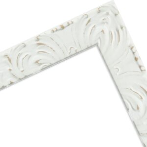 Ramka na zdjęcia H650 Barokowa 21x29,7 cm biała z szkłem kryształowym – MendeFrames