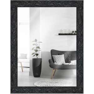 Lustrzany witraż MendeFrames H650 Barok 20x20 cm, czarna rama z ornamentami