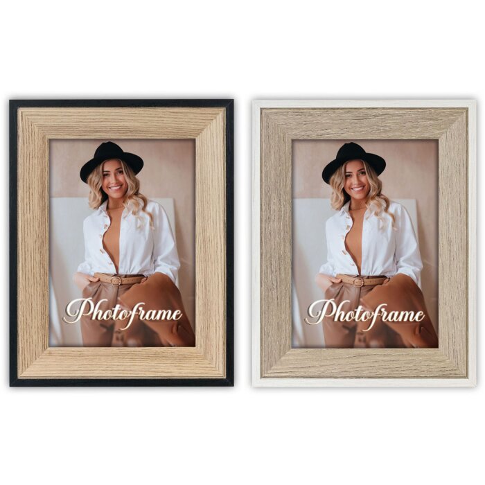 Ramka na zdjęcia z drewna ZEP Bruges – 3 rozmiary, 2 kolory, szkło akrylowe