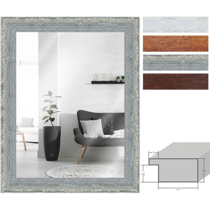 MendeFrames H610 Vintage Wandspiegel Massivholz in verschiedenen Farben Größen